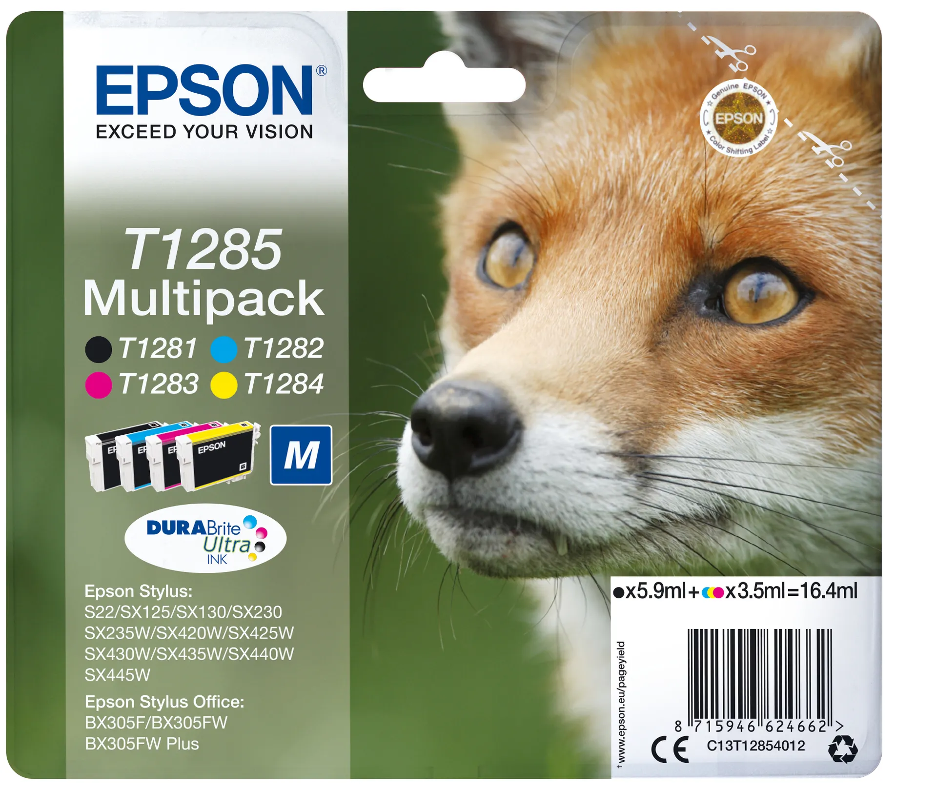 Epson Fox Multipack 4 Farben T1285, DURABrite Ultra Ink Epson Fox Multipack 4 Farben T1285, DURABrite Ultra Ink