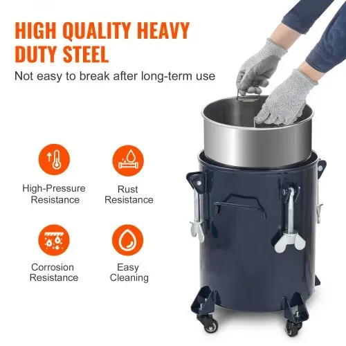 VEVOR Druckbehälter Farbbehälter Sprühfarbe Drucktopf 30 L Drucktank, 70 psi Lackierpistole Farbbehälter Φ 80 x 42,5 cm Spray Paint Pressure Pot Tank Paint Container Farbspritzpistolen Lacken, Flecken – Bild 3