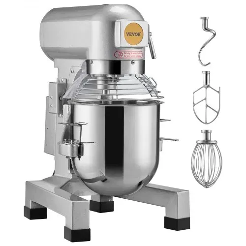VEVOR Kommerzieller Küchenmixer, 10 l kommerzieller Standmixer mit 3 einstellbaren Geschwindigkeiten, 550 W Teigmixer mit Edelstahlschüssel und 3 Mixaufsätzen, ideal für Restaurant, Bäckerei, Konditorei, Café – Bild 8