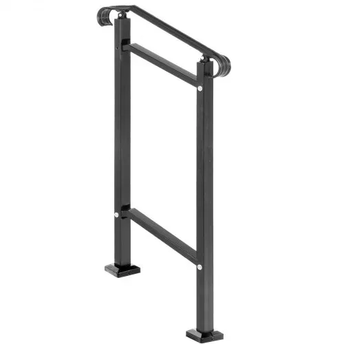 VEVOR Treppengeländer 50x13,5x108 cm Handlauf Geländer Höhe(bis zu 18,5 cm) & Winkel(0-30,8°) einstellbar Eingangsgeländer Eisenhandlauf Ideal für 1 oder 2 stufige Treppen mit Installationskit Schwarz – Bild 10