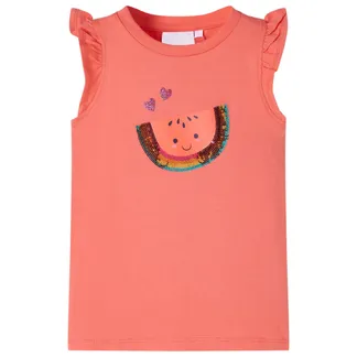 vidaXL Kinder-T-Shirt mit Rüschenärmeln Korallenrosa 128 vidaXL Kinder-T-Shirt mit Rüschenärmeln Korallenrosa 128