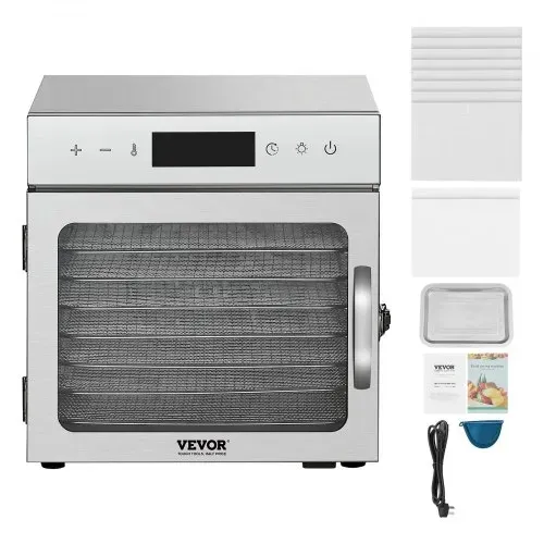 VEVOR Dörrgerät Dörrautomat 8 Edelstahlschalen, elektrischer 400 W Futtertrockner mit einstellbarer Temperatur, Gefriertrockner für Trockenfleisch Fleisch Obst Gemüse Kräuter Hundeleckerlis – Bild 8