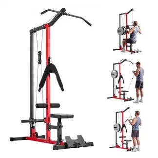 VEVOR Latzugstation, 3-in-1 Latzugturm, Kraftstation mit Latzugstange & Seilzug, bis 181 kg Belastbar, Krafttraining für Rücken Arme Schultern Bauch, Latzugmaschine für Fitnesscenter Zuhause, Schwarz VEVOR Latzugstation, 3-in-1 Latzugturm, Kraftstation mit Latzugstange & Seilzug, bis 181 kg Belastbar, Krafttraining für Rücken Arme Schultern Bauch, Latzugmaschine für Fitnesscenter Zuhause, Schwarz