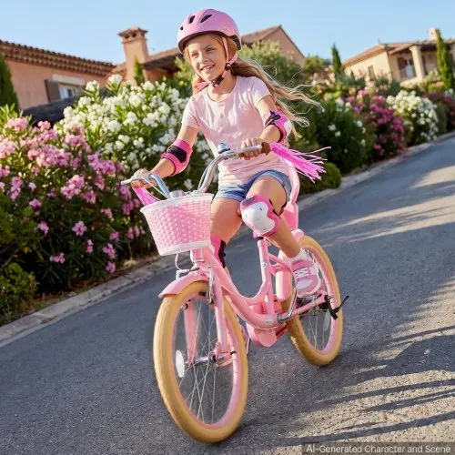 VEVOR Kinderfahrrad 20 Zoll Straßenfahrrad für 7-13 Jahre mit Ständer Rosa, Kinderrad aus Kohlenstoffstahl für Mädchen, Prinzessin-Stil, Doppelbremsen, Sattel & Lenker Verstellbar, mit Puppensitz Korb – Bild 7