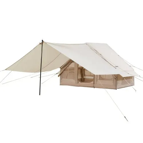 VEVOR Aufblasbare Zelte für Camping 3x2x2 m, 3–5 Personen, 300D Oxford 4-Jahreszeiten-Glamping-Zelt mit Baldachin, Handpumpe, Ofenanschluss, 2 Türen & 2 Netzfenstern (Aufbewahrungstasche inkl.) – Bild 9