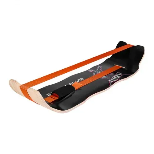VEVOR Balance Board für Erwachsene (107 cm), Wackelbrett bis 200 kg Belastbar, Gebogenes Balance-Trainingsgerät mit Gurt für Core-Workouts Stehpultübungen Heim-Fitnessstudio Yoga, Orange Schwarz – Bild 10