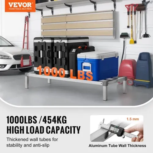 VEVOR Aluminium-Stauregal, 48 x 20 Zoll kommerzielles Bodenregal für Lebensmittel, 8 Zoll über dem Boden, 1000 lbs Tragkraft, komplett verschweißtes Aluminium-Lagerregal, für die Lagerung in Restaurants, Küchen, Garagen und Fahrzeugen VEVOR Aluminium-Stauregal, 48 x 20 Zoll kommerzielles Bodenregal für Lebensmittel, 8 Zoll über dem Boden, 1000 lbs Tragkraft, komplett verschweißtes Aluminium-Lagerregal, für die Lagerung in Restaurants, Küchen, Garagen und Fahrzeugen