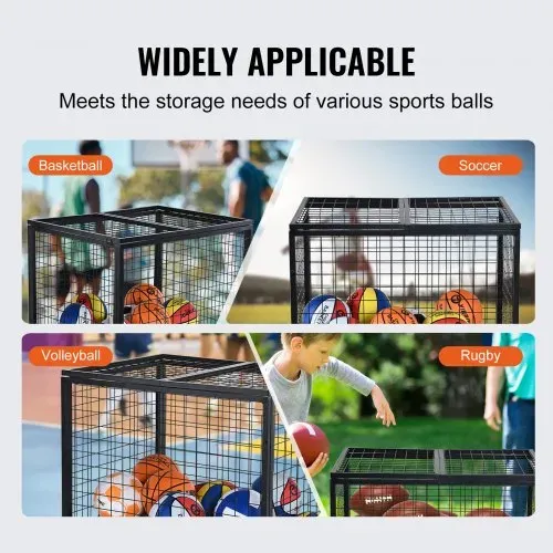 VEVOR Ballwagen Rollwagen 850 x 675 x 825 mm Sportbällen, Abschließbarer Basketballkäfig Ballkäfig, Sportausrüstung für den Innen- und Außenbereich, Rollbar Aufbewahrungswagen aus Stahl für Garagen – Bild 5