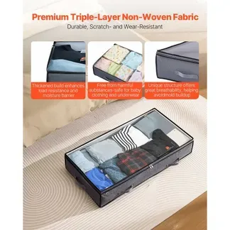 VEVOR Unterbettkommode Unterbettaufbewahrungstasche 4 Stk. (996 x 500 x 180 mm) Unterbettbehälter mit transparenten Deckeln (90 L), Aufbewahrungsbox Organizer für Kleidung Schuhe Schlafzimmer VEVOR Unterbettkommode Unterbettaufbewahrungstasche 4 Stk. (996 x 500 x 180 mm) Unterbettbehälter mit transparenten Deckeln (90 L), Aufbewahrungsbox Organizer für Kleidung Schuhe Schlafzimmer