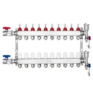 VEVOR 10-Zweig-Wärmeverteilungsverteiler, 1/2-Zoll-PEX-Rohrverteiler, Edelstahl-PEX-Verteiler für hydronische Fußbodenheizung, Wärmeverteilungs-PEX-Verteilersatz mit 1/2-Zoll-Adaptern im Lieferumfang enthalten VEVOR 10-Zweig-Wärmeverteilungsverteiler, 1/2-Zoll-PEX-Rohrverteiler, Edelstahl-PEX-Verteiler für hydronische Fußbodenheizung, Wärmeverteilungs-PEX-Verteilersatz mit 1/2-Zoll-Adaptern im Lieferumfang enthalten
