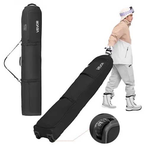 VEVOR Skitasche mit Rolle, bis zu 175 cm, Skibag, Skisack, Skicover, 600D wasserdichtes Oxford-Gewebe, mit verstellbaren Riemen, für Skistöcke, Schutzbrillen, Handschuhe, Helme, Stiefel (schwarz) VEVOR Skitasche mit Rolle, bis zu 175 cm, Skibag, Skisack, Skicover, 600D wasserdichtes Oxford-Gewebe, mit verstellbaren Riemen, für Skistöcke, Schutzbrillen, Handschuhe, Helme, Stiefel (schwarz)