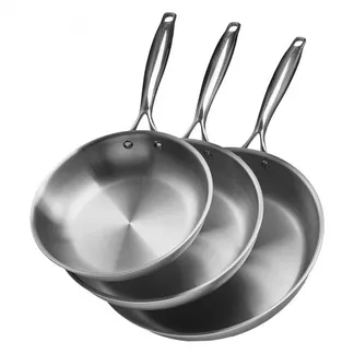 VEVOR Bratpfannen Set 3-tlg. (24 / 28 / 32 cm), Hochleistungs-Bratpfannen aus Edelstahl mit hitzebeständigem Griff, Kochpfanne Küchenkochgeschirr geeignet für Gas Elektro Induktion Silber VEVOR Bratpfannen Set 3-tlg. (24 / 28 / 32 cm), Hochleistungs-Bratpfannen aus Edelstahl mit hitzebeständigem Griff, Kochpfanne Küchenkochgeschirr geeignet für Gas Elektro Induktion Silber