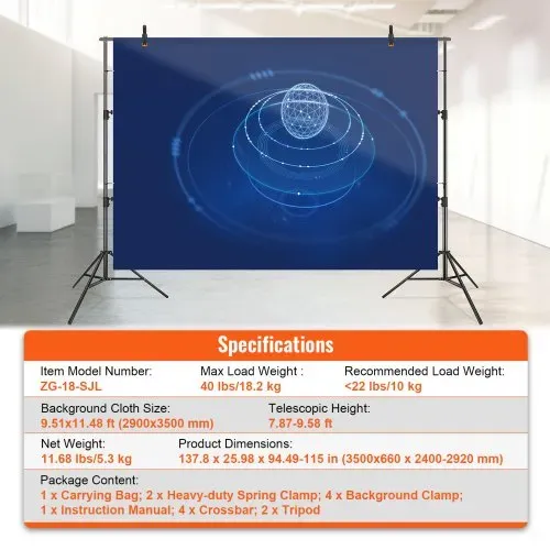 VEVOR Fotohintergrund Fotografie Hintergrund 2900 x 3500 mm Hintergrundstoffgröße Studio-Requisiten Hintergrund mit 2 Dreieckshalterung, 2400–2920 mm Einstellbare Teleskophöhe Hochzeiten, Party-Setups – Bild 6