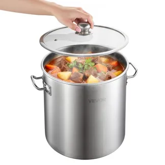 VEVOR Edelstahl Kochtopf 19,9 L Großer Suppentopf mit Glasdeckel Induktionsgeeignet Hochwertiger Nudeltopf PFOA-frei PFAS-frei für Gasherd Elektrokochfeld Ideal für Eintöpfe Pasta Familienportionen VEVOR Edelstahl Kochtopf 19,9 L Großer Suppentopf mit Glasdeckel Induktionsgeeignet Hochwertiger Nudeltopf PFOA-frei PFAS-frei für Gasherd Elektrokochfeld Ideal für Eintöpfe Pasta Familienportionen