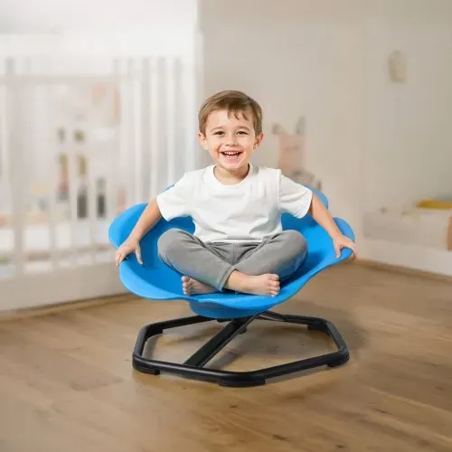 VEVOR Kinderdrehstuhl sensorischer Drehstuhl zylinderförmig, 100 kg Tragkraft, sensorisches Spielzeug mit rutschfester Metallfuß, zur Förderung von Koordination Gleichgewicht Konzentration, Blau – Bild 7