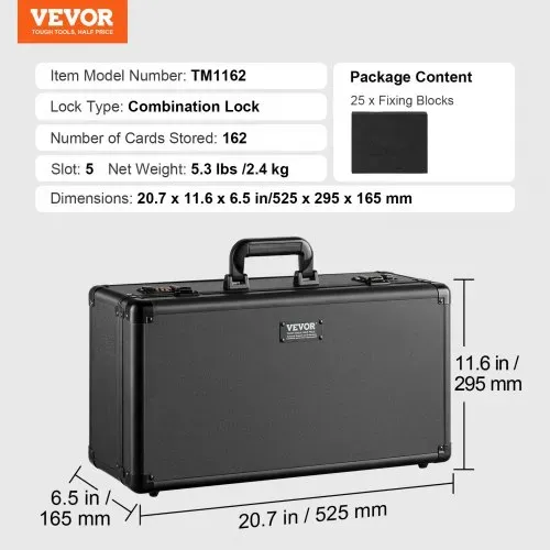 VEVOR Aufbewahrungsbox, 5 Fächer, Tragetasche für Sammelkarten mit Schaumstoffteilern, Codeschloss, 162 bewertete PSA-Karten, 115 BGS-Karten, 130 SGC-Karten, 585 Top Loader, 999+ lose Karten – Bild 6