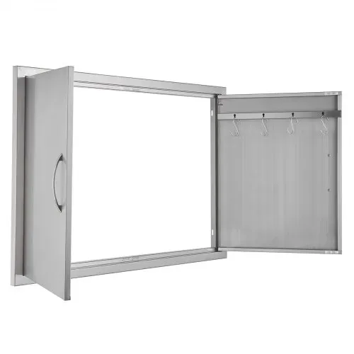 VEVOR Grill-Zugangstür, 990 x 660 mm, Doppelte Außenküchentür, Flächenbündig Montierte Edelstahltür, Vertikale Wandtür mit Griffen und Haken, für Grillinsel, Grillstation, Außenschrank – Bild 10