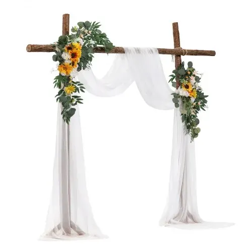 VEVOR Blumen für Hochzeit Bogen, gelbe Blumen für Traubogen mit Vorhängen (3er-Set) – 2 Blumenarrangements, 1 transparente Vorhänge, für Zeremoniensträuße, Empfangshintergrunddekoration – Bild 10