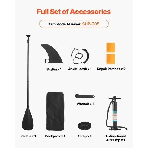 VEVOR aufblasbares Stand Up Paddle Board (304,8 x 83,8 x 15,2 cm) Paddleboard, Komplettset inkl. Pumpe Paddel Finne Rucksack, Knöchelleine Gurt, rutschfestes Deck für Jugendliche und Erwachsene – Bild 6
