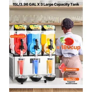VEVOR kommerzieller Frozen Drink Maker, 15 L x 3 Slush-Maschine mit drei Tanks, 180 Tassen Margarita-Smoothie-Maschine aus Edelstahl, Slush-Maker für Zuhause Partys Restaurants Cafés Bars VEVOR kommerzieller Frozen Drink Maker, 15 L x 3 Slush-Maschine mit drei Tanks, 180 Tassen Margarita-Smoothie-Maschine aus Edelstahl, Slush-Maker für Zuhause Partys Restaurants Cafés Bars