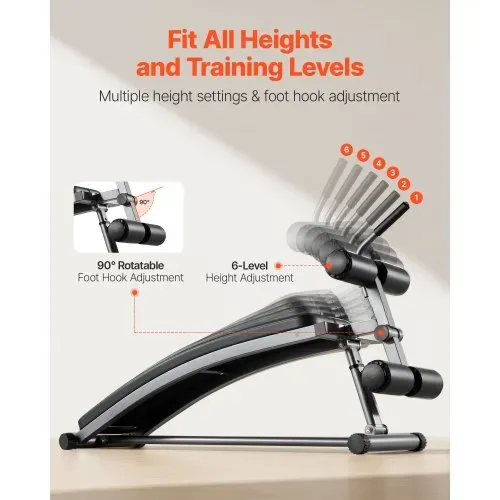 VEVOR Sit Up Bank, gebogene Bauchmuskelbank 6-stufig Höhenverstellbar (132 x 42 x 85 cm) Rückentrainer (272 kg belastbar) für Heimtraining im Fitnessstudio Krafttraining Ganzkörpermuskeltraining VEVOR Sit Up Bank, gebogene Bauchmuskelbank 6-stufig Höhenverstellbar (132 x 42 x 85 cm) Rückentrainer (272 kg belastbar) für Heimtraining im Fitnessstudio Krafttraining Ganzkörpermuskeltraining