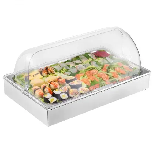 VEVOR Servierbehälter Buffet-Behälter Gastronormbehälter aus Edelstahl (1 Behälter), Präsentationsständer mit transparentem Deckel & 3 Eiswürfelschalen für Restaurant Hotel Küche – Bild 9