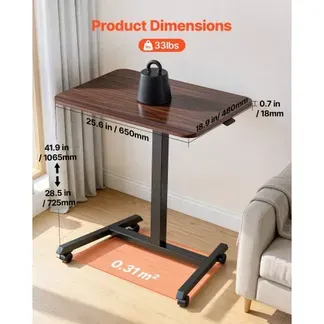 VEVOR Höhenverstellbarer Schreibtisch Computertisch 650x480x(725-1605)mm, Metallgestell, MDF-Tischplatte, 15kg Belastbarkeit, Lenkrolle mit Bremsen, Steh-Sitz Tisch für Homeoffice Arbeitszimmer Büro VEVOR Höhenverstellbarer Schreibtisch Computertisch 650x480x(725-1605)mm, Metallgestell, MDF-Tischplatte, 15kg Belastbarkeit, Lenkrolle mit Bremsen, Steh-Sitz Tisch für Homeoffice Arbeitszimmer Büro