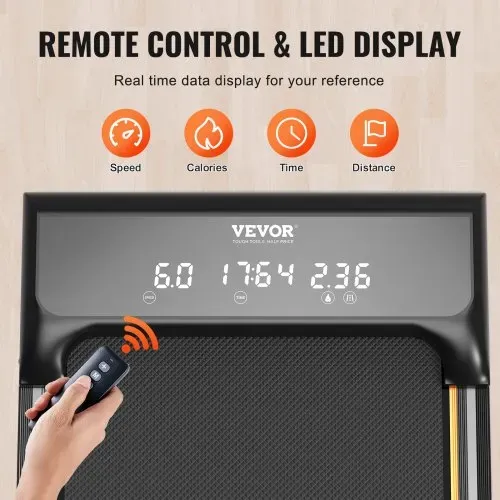 VEVOR Walking Pad Laufband unter den Schreibtisch, Laufband zum Arbeiten, klappbares Laufband mit 120 kg Tragkraft, tragbares 2 in 1 Pad mit 2,5 PS, Griffstange Fernbedienung LED-Anzeige 1-10 km/h – Bild 5