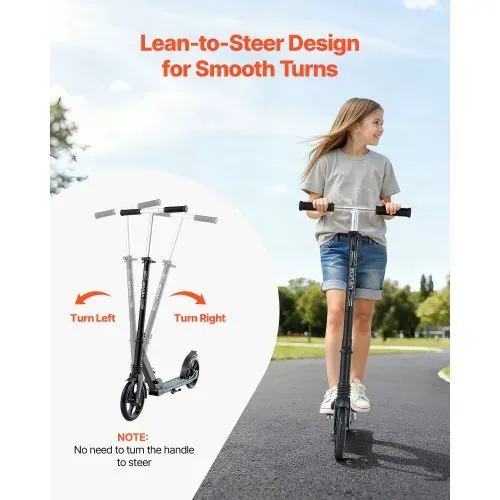 VEVOR Scooter (2 Räder) für Kinder ab 8 Jahren, Cityroller Kinderroller Straßenroller mit höhenverstellbarem Lenker & rutschfestem Deck & faltbarem Rahmen, Tretroller bis zu 100 kg, Schwarz – Bild 3