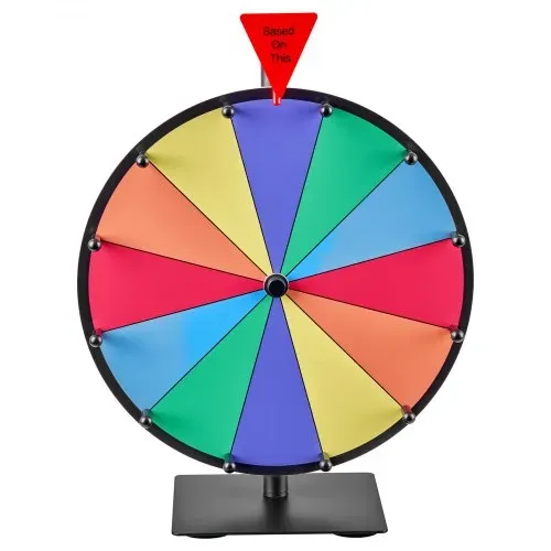 VEVOR Glücksrad Drehrad (305 mm) 12 Slots Glücksrad mit Ständer, Lotteriespiele Gewinn-Roulette mit Tafelschwamm und 2 Markern, 6 Farben, Spinning Prize Wheel ideal für Party Kneipe Messe – Bild 9
