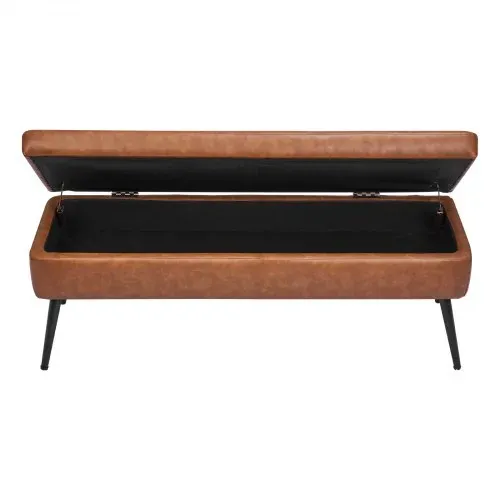 VEVOR Sitzbank Ottomane (40 x 120 x 45 cm) aus PU-Leder mit Metallbeinen & Stauraum, gepolsterte Schuhbank mit 300 kg Tragkraft, moderne Bettbank Schlafzimmerbank für Wohnzimmer Esszimmer Braun – Bild 10