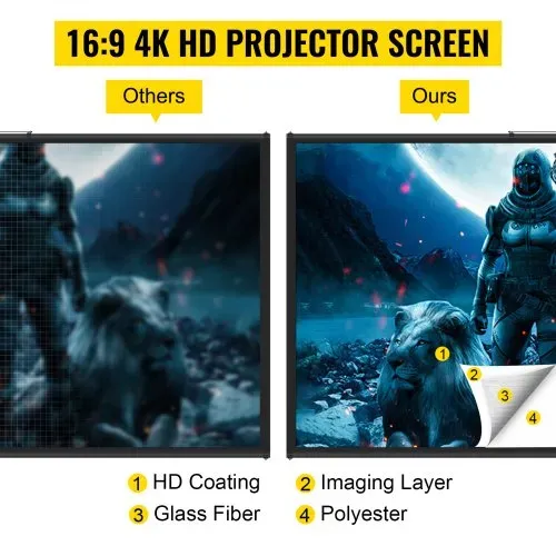 VEVOR 16:9 Beamer Leinwand 100 Zoll 4K HD Präsentationswand Stativ Projektionsfläche 227x127cm Rolloleinwand 160-Grad-Betrachtungswinkel Leinwand 200-250cm Höhenverstellbar für Heimkino Tagungsraum VEVOR 16:9 Beamer Leinwand 100 Zoll 4K HD Präsentationswand Stativ Projektionsfläche 227x127cm Rolloleinwand 160-Grad-Betrachtungswinkel Leinwand 200-250cm Höhenverstellbar für Heimkino Tagungsraum