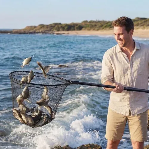 VEVOR Angelkescher Teleskopisch 238 cm, Unterfangkescher mit Fischschonendem Fischnetz aus PVC-Beschichtetem Nylonmaterial, Kescherstange aus 6063 Aluminiumlegierung mit Rutschfestem PE Griff – Bild 7