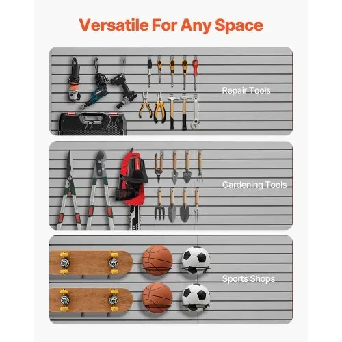VEVOR Werkzeugwand 1225x2450x20 mm, PVC-Garagen-Lamellenwand mit Zubehör, 136 kg pro Platte, Lamellenwandpaneel mit Kupplungsstruktur und DIY-Zuschnitt, geeignet für Lagerung & Präsentation – Bild 4