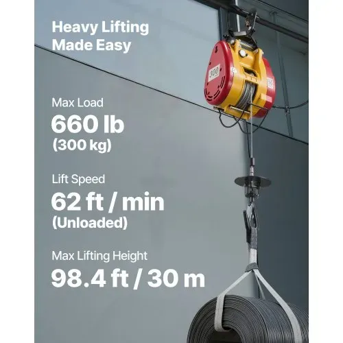 VEVOR Seilwinde Elektrisch 300 kg, 2-in-1 Elektro-Seilhebezug 1500 W, Hebezug 30 m Hubhöhe, Seilzug 18,9 m/min, mit kabelgebundener & kabelloser Fernbedienung für Fabrik, Lagerhalle & Garage VEVOR Seilwinde Elektrisch 300 kg, 2-in-1 Elektro-Seilhebezug 1500 W, Hebezug 30 m Hubhöhe, Seilzug 18,9 m/min, mit kabelgebundener & kabelloser Fernbedienung für Fabrik, Lagerhalle & Garage