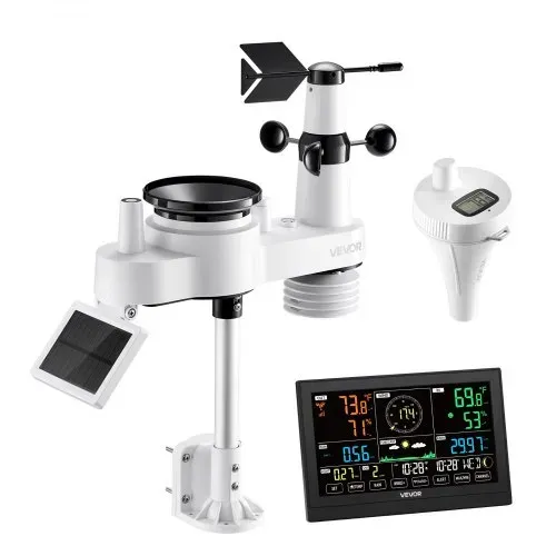 VEVOR 7-in-1 WLAN-Wetterstation mit APP, 7,5-Zoll-Display, solarbetriebener Außensensor, mit Poolthermometer, Regenmesser, Wettercenter für Wettervorhersage, Windgeschwindigkeit, Pooltemperatur – Bild 8