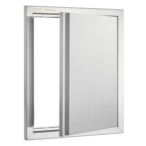 VEVOR Grillzugangstür, 457 x 533 mm, Einzelne Außenküchentür, Flächenbündig Montierte Edelstahltür, Vertikale Wandtür mit Versenkbarem Griff, für Grillinsel, Grillstation, Außenschrank – Bild 8