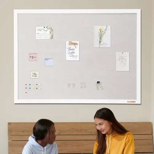 VEVOR 48"x36" weiße Korktafel mit Leinenoberfläche – stilvolle wandmontierte Pinnwand für Zuhause, Schule, Büro – elegantes und funktionales Schwarzes Brett – Bild 7