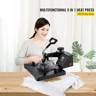 VEVOR Transferpresse 5 in 1 Heißpresse Maschine 38x30cm T-shirt Presse Maschine Hitzepresse Maschine DIY Heat Press mit Digitaler LED-Temperatur- und Zeitcontroller VEVOR Transferpresse 5 in 1 Heißpresse Maschine 38x30cm T-shirt Presse Maschine Hitzepresse Maschine DIY Heat Press mit Digitaler LED-Temperatur- und Zeitcontroller