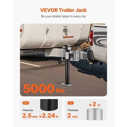 VEVOR Anhängerheber, 2267 kg dynamische Tragkraft, Anhängerstütze, Reiseanhänger, Ausdrehstütze, 365 mm Hebeständer mit Griff für Wohnwagenanhänger, Pferdeanhänger, Nutzanhänger und Yachtanhänger VEVOR Anhängerheber, 2267 kg dynamische Tragkraft, Anhängerstütze, Reiseanhänger, Ausdrehstütze, 365 mm Hebeständer mit Griff für Wohnwagenanhänger, Pferdeanhänger, Nutzanhänger und Yachtanhänger