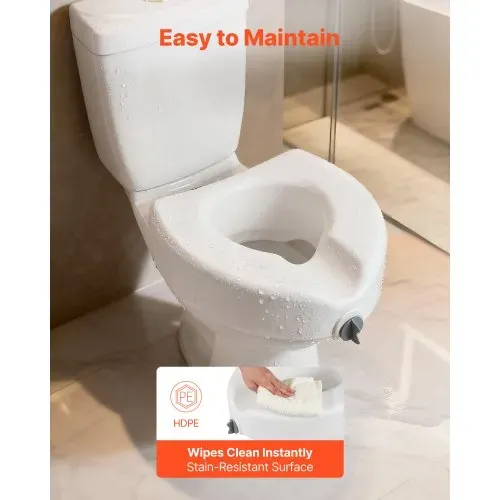VEVOR Toilettensitzerhöhung Toilettenerhöhung (158 kg Tragkraft) 127 mm Hubhöhe, erhöhter Toilettensitz mit vergrößerter Öffnung für ältere Menschen Senioren, längliche & runde Schüsseln – Bild 5