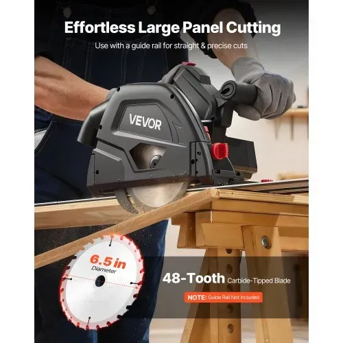 VEVOR Tauchsäge, 165,1 mm, Handkreissäge mit 48-Zahn-Hartmetall-Sägeblatt, Winkelverstellung 0–45°, Schnitttiefe 55 mm, für Holz & Kunststoff, Führungsschiene Nicht im Lieferumgang Enthalten VEVOR Tauchsäge, 165,1 mm, Handkreissäge mit 48-Zahn-Hartmetall-Sägeblatt, Winkelverstellung 0–45°, Schnitttiefe 55 mm, für Holz & Kunststoff, Führungsschiene Nicht im Lieferumgang Enthalten
