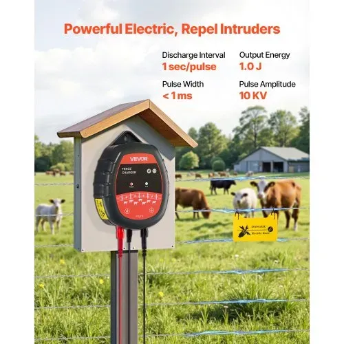 VEVOR Weidezaungerät, 10 kV 1J, AC/DC Elektrozaungerät mit LED-Anzeige, Reichweite 3 km, Leistungsstarkes Plug-in-Ladegerät, zum Schutz von Eindringen vor Wildtieren für Nutztiere & Geflügel VEVOR Weidezaungerät, 10 kV 1J, AC/DC Elektrozaungerät mit LED-Anzeige, Reichweite 3 km, Leistungsstarkes Plug-in-Ladegerät, zum Schutz von Eindringen vor Wildtieren für Nutztiere & Geflügel
