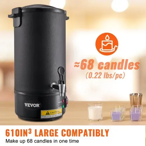 VEVOR Kerzenherstellung Kit Kommerzieller Elektrischer Wachsschmelzer 10 L, 1100 W Wachsschmelzgerät Kerzenherstellungsmaschine, DIY Kerzen Selber Machen Set inkl. Dochte, Kerzengießtopf, Löffel – Bild 2