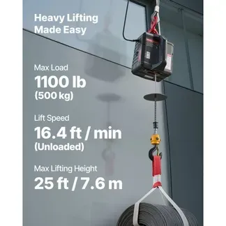 VEVOR Elektrische Seilwinde, 500 kg Tragkraft, 2-in-1 Elektro-Seilzug, 1500 W, Hebezug 7,6 m Hubhöhe, 5 m/min Hubgeschwindigkeit, mit manueller & drahtloser Fernbedienung für Fabrik, Lager & Garage VEVOR Elektrische Seilwinde, 500 kg Tragkraft, 2-in-1 Elektro-Seilzug, 1500 W, Hebezug 7,6 m Hubhöhe, 5 m/min Hubgeschwindigkeit, mit manueller & drahtloser Fernbedienung für Fabrik, Lager & Garage