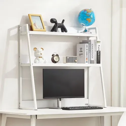 VEVOR Schreibtisch Bücherregal 2-stufiger Organizer (95 x 32 x 90 cm) Tischregale Organizer Ausstellungsregal aus Spanplatten + Melaminpapier + Q195A, Regal mit rutschfesten Füßen, Büro Weiß – Bild 7