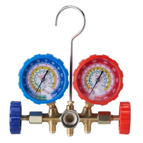 VEVOR Kältemittel Manometer 3-Wege Auto Kältemittel Verteiler Messgeräteset R134A-R22-R12-R502 Ac 4 Stk。 1,52 m Ladeschläuche Kältemittel Manometer – Bild 10
