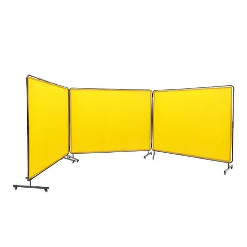 VEVOR 3-Panel-Schweißvorhang 1,8 x 2,4 m Schweißschutzvorhang aus Flammhemmendem Vinyl Schweißschutzwand mit 12 Schwenkrädern und einem 6-stufigen UV-Schutz Schweißerdecke Schweißschutz Gelb – Bild 9