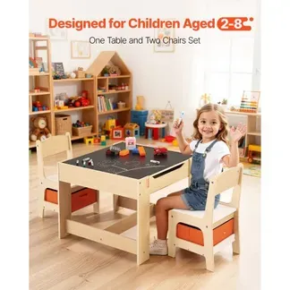 VEVOR Kindertisch mit 2 Stühlen & Stoffaufbewahrungsbox unter den Stühlen, Maltisch Set zum Lesen Lernen Zeichnen Schreiben, Kindersitzgruppe Kindertagesstätte, Basteltisch Spieltisch Schreibtisch VEVOR Kindertisch mit 2 Stühlen & Stoffaufbewahrungsbox unter den Stühlen, Maltisch Set zum Lesen Lernen Zeichnen Schreiben, Kindersitzgruppe Kindertagesstätte, Basteltisch Spieltisch Schreibtisch