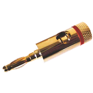 Laborstecker, 4mm-Ø, vergoldet, mit rotem Kennzeichnungsring Laborstecker, 4mm-Ø, vergoldet, mit rotem Kennzeichnungsring